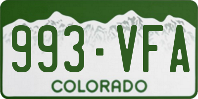 CO license plate 993VFA
