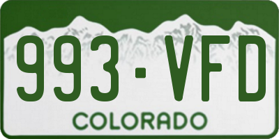 CO license plate 993VFD