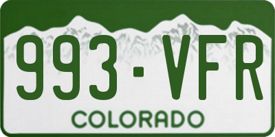 CO license plate 993VFR