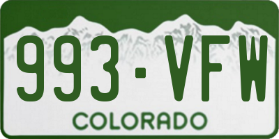 CO license plate 993VFW