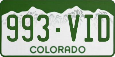 CO license plate 993VID