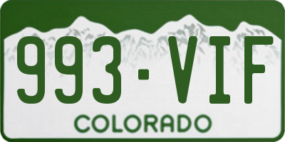 CO license plate 993VIF