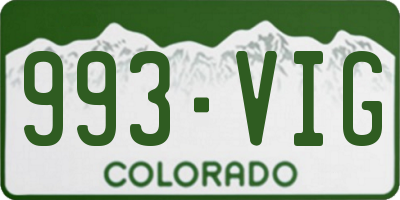 CO license plate 993VIG