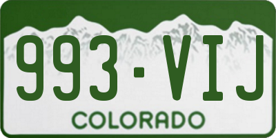 CO license plate 993VIJ