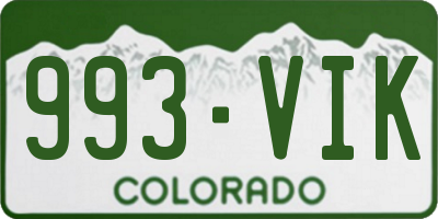 CO license plate 993VIK