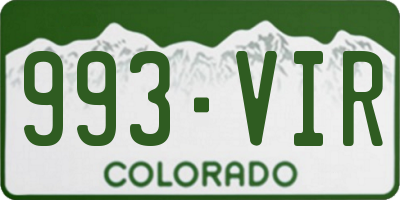 CO license plate 993VIR
