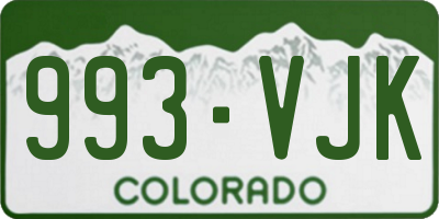CO license plate 993VJK