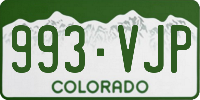 CO license plate 993VJP