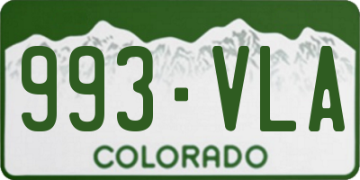 CO license plate 993VLA