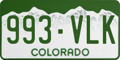 CO license plate 993VLK