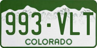 CO license plate 993VLT
