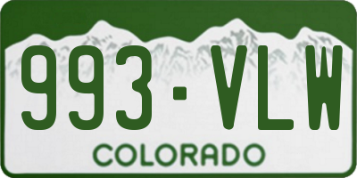 CO license plate 993VLW
