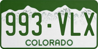 CO license plate 993VLX