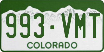 CO license plate 993VMT