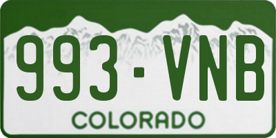 CO license plate 993VNB