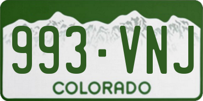 CO license plate 993VNJ