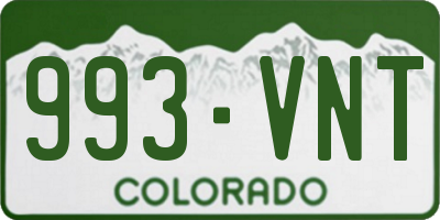 CO license plate 993VNT