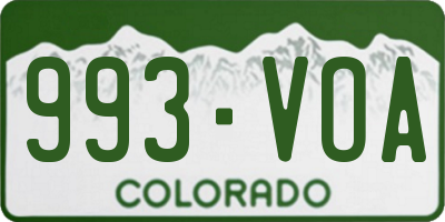 CO license plate 993VOA