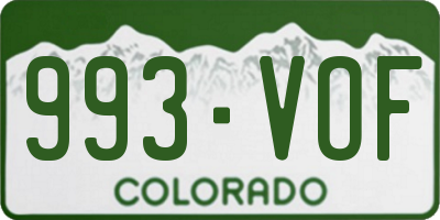 CO license plate 993VOF
