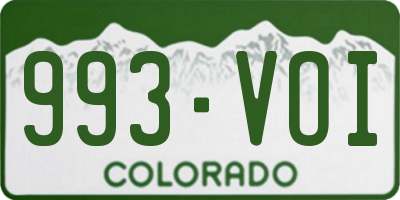CO license plate 993VOI