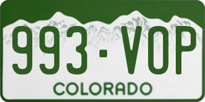 CO license plate 993VOP