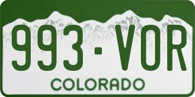 CO license plate 993VOR
