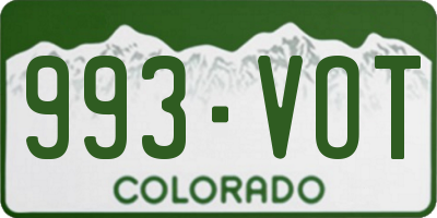 CO license plate 993VOT