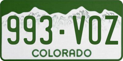 CO license plate 993VOZ