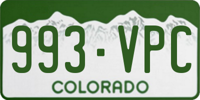 CO license plate 993VPC