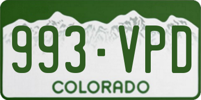 CO license plate 993VPD