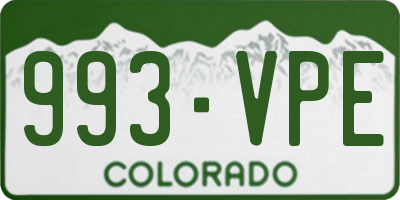 CO license plate 993VPE