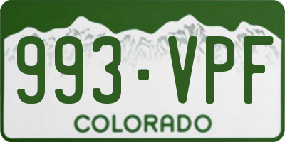 CO license plate 993VPF