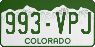 CO license plate 993VPJ