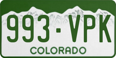 CO license plate 993VPK
