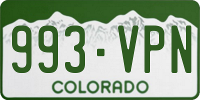 CO license plate 993VPN