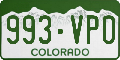 CO license plate 993VPO