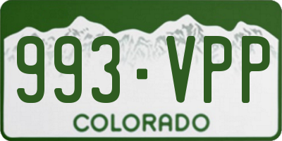 CO license plate 993VPP