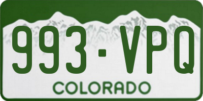 CO license plate 993VPQ