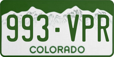 CO license plate 993VPR