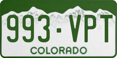 CO license plate 993VPT