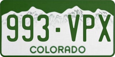CO license plate 993VPX