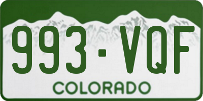 CO license plate 993VQF