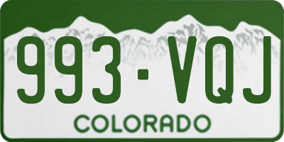 CO license plate 993VQJ