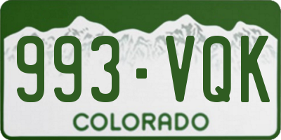 CO license plate 993VQK