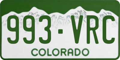 CO license plate 993VRC