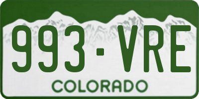 CO license plate 993VRE