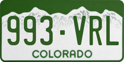 CO license plate 993VRL