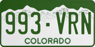 CO license plate 993VRN