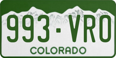 CO license plate 993VRO