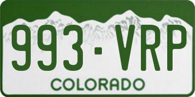 CO license plate 993VRP